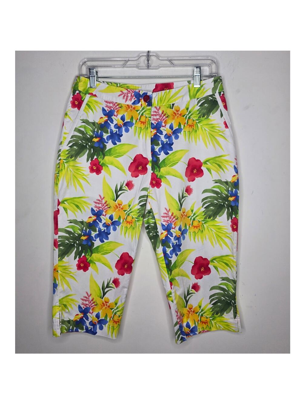 EP Pro tropical floral cotton blend athletic golf capri pants - 6